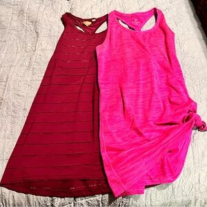 Athleta tank tops bundle of 2 pink and red size L/T